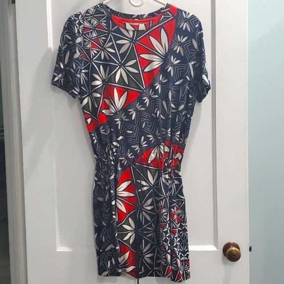 Tory Burch Navy Pottery Pima Cotton Drawstring Dress - Picture 3 of 9